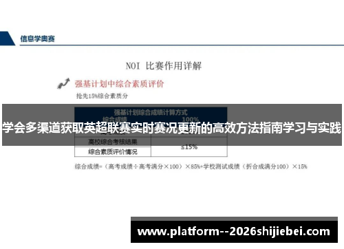 学会多渠道获取英超联赛实时赛况更新的高效方法指南学习与实践