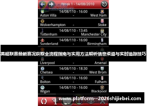 英超联赛最新赛况获取全流程指南与实用方法解析信息渠道与实时追踪技巧